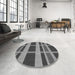 Round Patterned Dark Gray Rug in a Office, pat3553gry