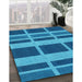 Patterned Blue Rug in Family Room, pat3553lblu