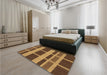 Patterned Red Brown Rug in a Bedroom, pat3553org