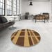 Round Patterned Red Brown Rug in a Office, pat3553org