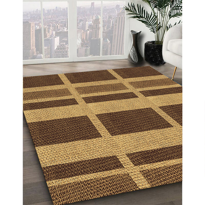 Patterned Red Brown Rug in Family Room, pat3553org