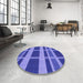 Round Patterned Purple Mimosa Purple Rug in a Office, pat3553pur