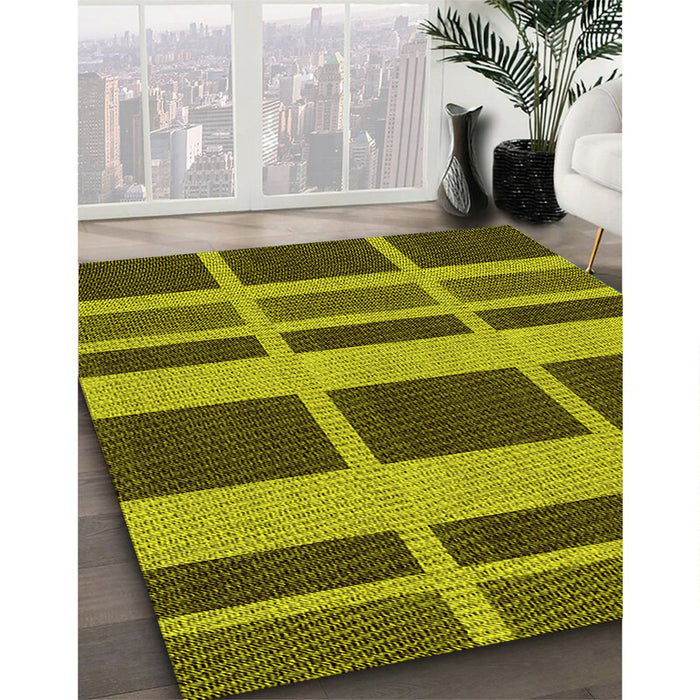 Patterned Green Rug in Family Room, pat3553yw