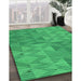 Patterned Neon Green Rug in Family Room, pat3554grn