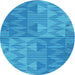 Square Patterned Blue Rug, pat3554lblu