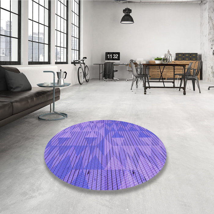 Round Patterned Purple Mimosa Purple Rug in a Office, pat3554pur