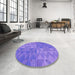 Round Patterned Purple Mimosa Purple Rug in a Office, pat3554pur
