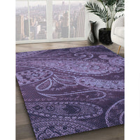 Patterned Plum Purple Rug, pat3555blu