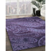 Patterned Plum Purple Rug in Family Room, pat3555blu