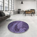 Round Patterned Plum Purple Rug in a Office, pat3555blu