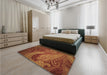 Patterned Orange Rug in a Bedroom, pat3555brn