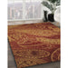 Patterned Orange Rug in Family Room, pat3555brn