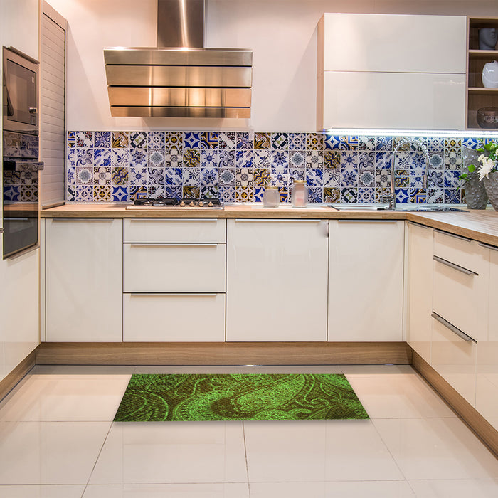 Patterned Milk Chocolate Brown Rug in a Kitchen, pat3555grn
