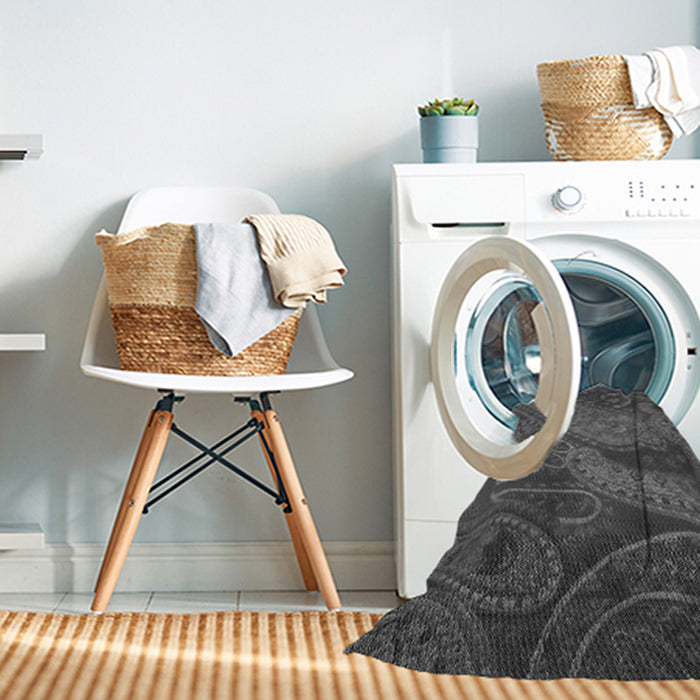 Machine Washable Transitional Gray Rug in a Washing Machine, wshpat3555gry