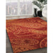 Machine Washable Transitional Orange Red Orange Rug in a Family Room, wshpat3555org