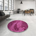 Round Patterned Neon Pink Rug in a Office, pat3555pur