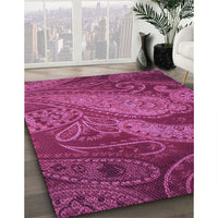 Patterned Neon Pink Rug, pat3555pur