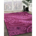 Patterned Neon Pink Rug in Family Room, pat3555pur