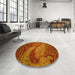 Round Patterned Neon Orange Rug in a Office, pat3555yw