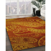 Patterned Neon Orange Rug, pat3555yw