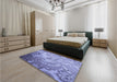 Patterned Slate Blue Rug in a Bedroom, pat3556blu