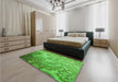 Patterned Forest Green Rug in a Bedroom, pat3556grn