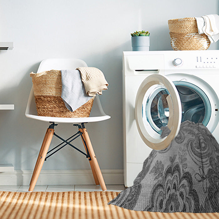 Machine Washable Transitional Grey Gray Rug in a Washing Machine, wshpat3556gry