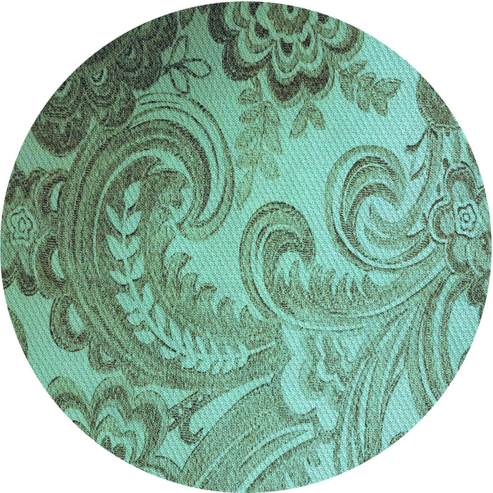 Square Machine Washable Transitional Medium Turquoise Green Rug in a Living Room, wshpat3556lblu