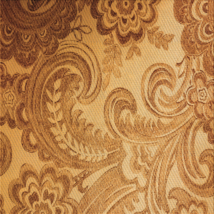 Round Patterned Orange Rug, pat3556org