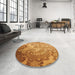 Round Patterned Orange Rug in a Office, pat3556org