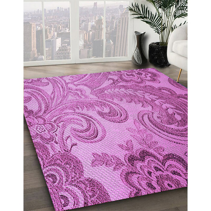 Patterned Violet Purple Rug in Family Room, pat3556pur
