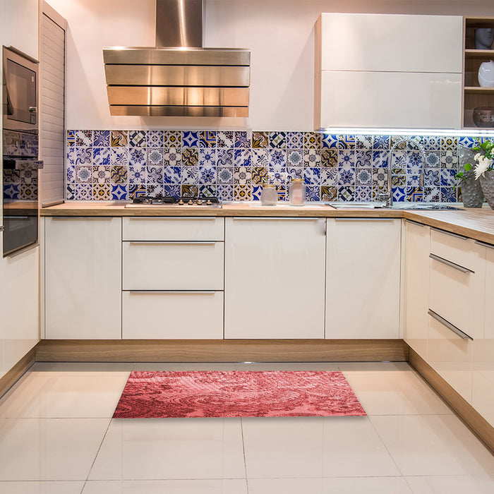 Patterned Red Rug in a Kitchen, pat3556rd