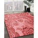 Machine Washable Transitional Red Rug in a Family Room, wshpat3556rd