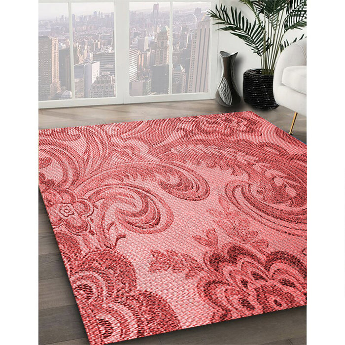 Patterned Red Rug in Family Room, pat3556rd