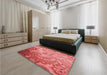 Patterned Red Rug in a Bedroom, pat3556rd