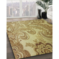 Patterned Dark Bronze Brown Novelty Rug, pat3556