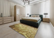 Machine Washable Transitional Dark Bronze Brown Rug in a Bedroom, wshpat3556