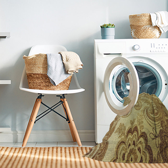 Machine Washable Transitional Dark Bronze Brown Rug in a Washing Machine, wshpat3556