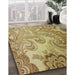 Patterned Dark Bronze Brown Novelty Rug in Family Room, pat3556