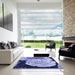 Square Patterned Jeans Blue Rug in a Living Room, pat3557blu