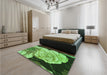 Patterned Emerald Green Rug in a Bedroom, pat3557grn