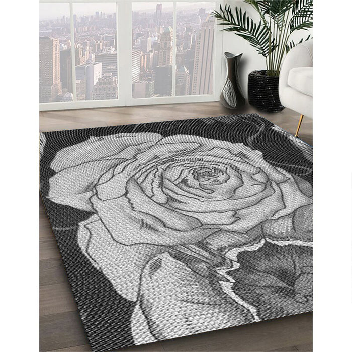 Machine Washable Transitional Silver Gray Rug in a Family Room, wshpat3557gry