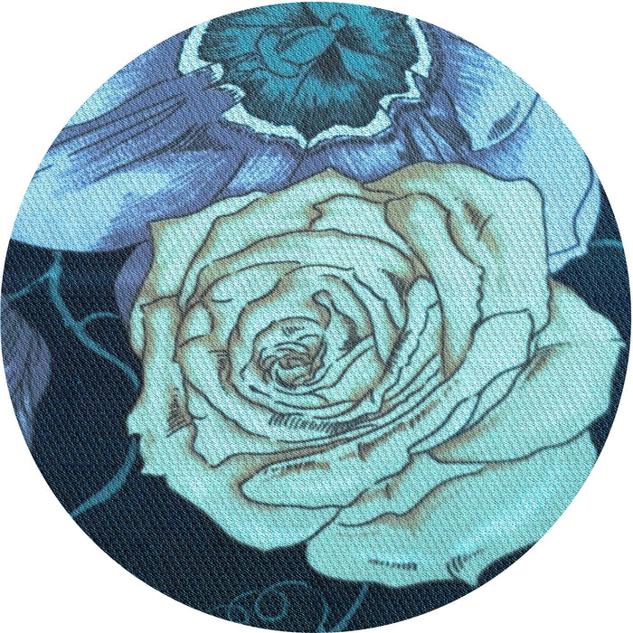 Square Patterned Blue Rug, pat3557lblu