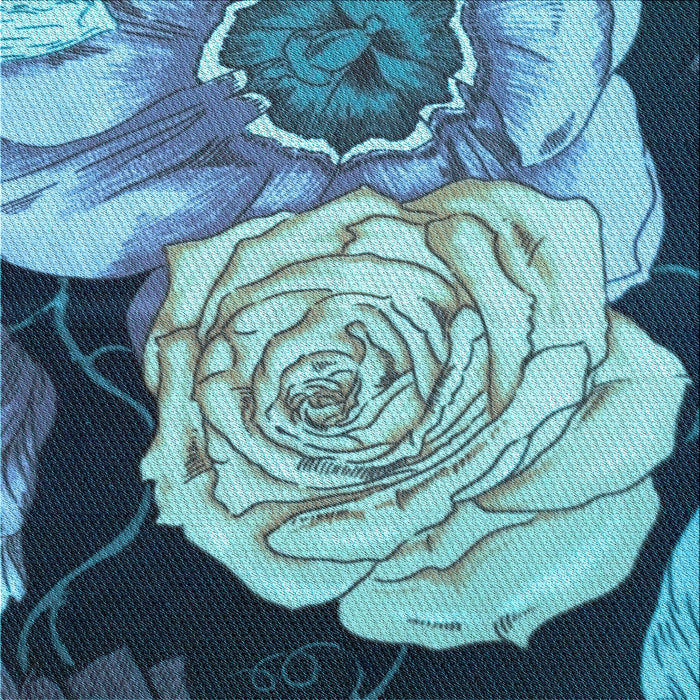 Round Patterned Blue Rug, pat3557lblu