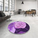 Round Patterned Violet Purple Rug in a Office, pat3557pur