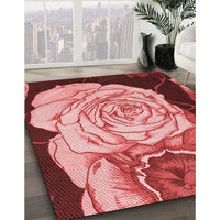 Patterned Light Coral Pink Rug, pat3557rd