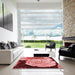 Square Patterned Light Coral Pink Rug in a Living Room, pat3557rd