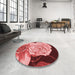 Round Patterned Light Coral Pink Rug in a Office, pat3557rd