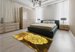 Patterned Dark Bronze Brown Rug in a Bedroom, pat3557yw