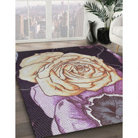 Patterned Rose Pink Modern Rug, pat3557